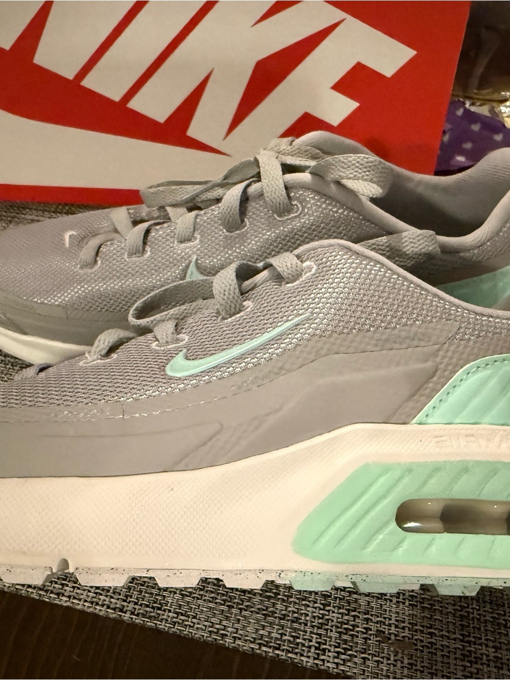 Nike Women’s Air Max Sneakers in Light Gray and Mint Green - Picture 3 of 6